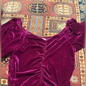 Velvet Ruched Top in Rich Pink